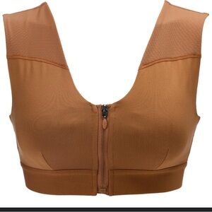 Copper Life Brown Zip-Up Sports Bra
